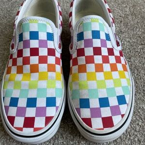 Mens rainbow checkered vans 7